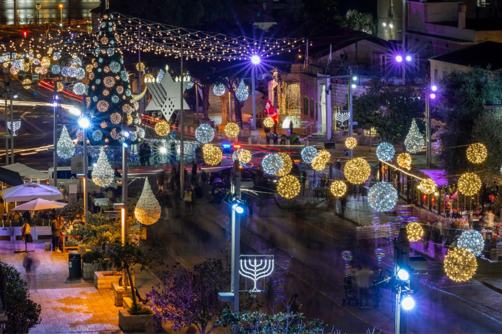 holidays lights in Israeli city