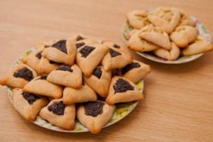 Plate of traditional Hamantaschen cookies