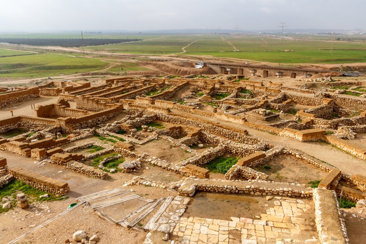 archeological park with stone buildings at the tel be'er sheva national park